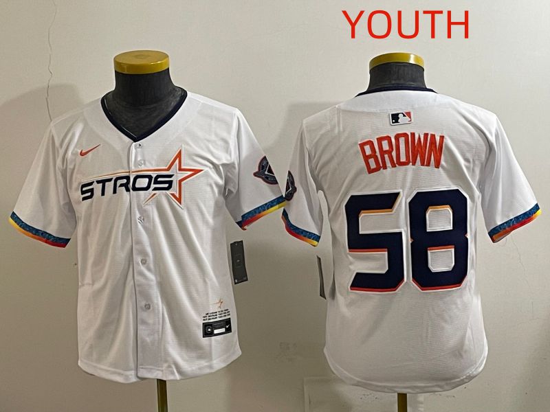 Youth Houston Astros #58 Brown White Fourth generation Joint Name 2025 Nike MLB Jersey style 4
